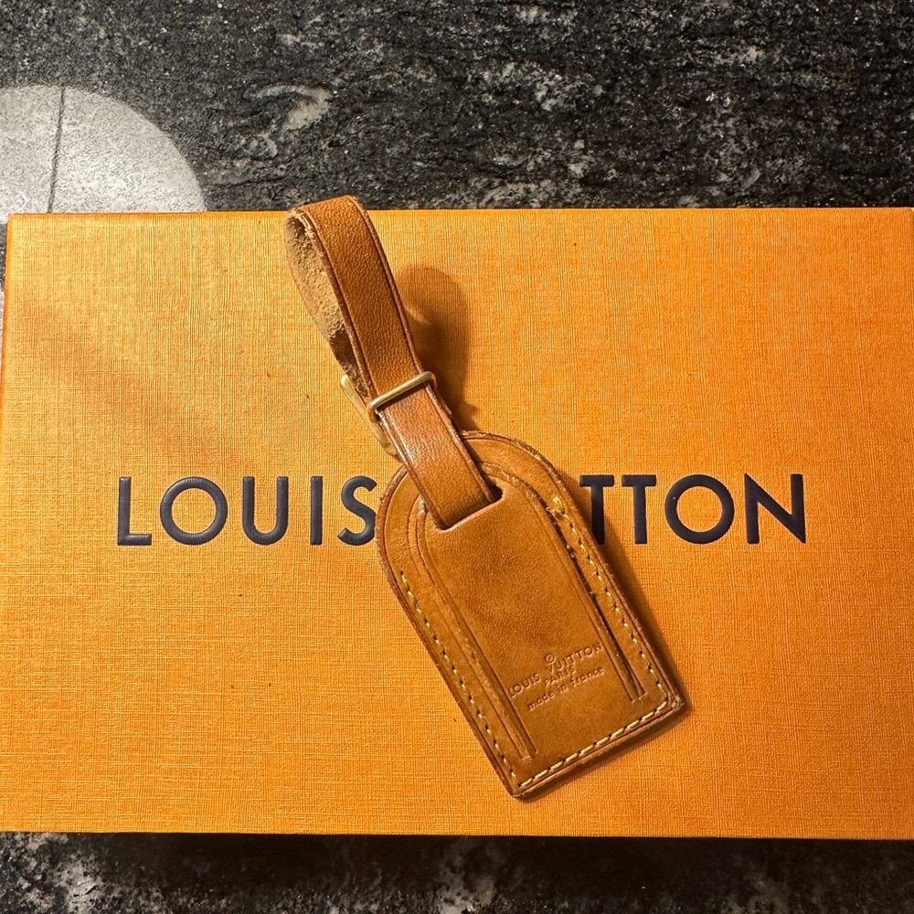 Louis Vuitton Name Tag Light Brown Leather